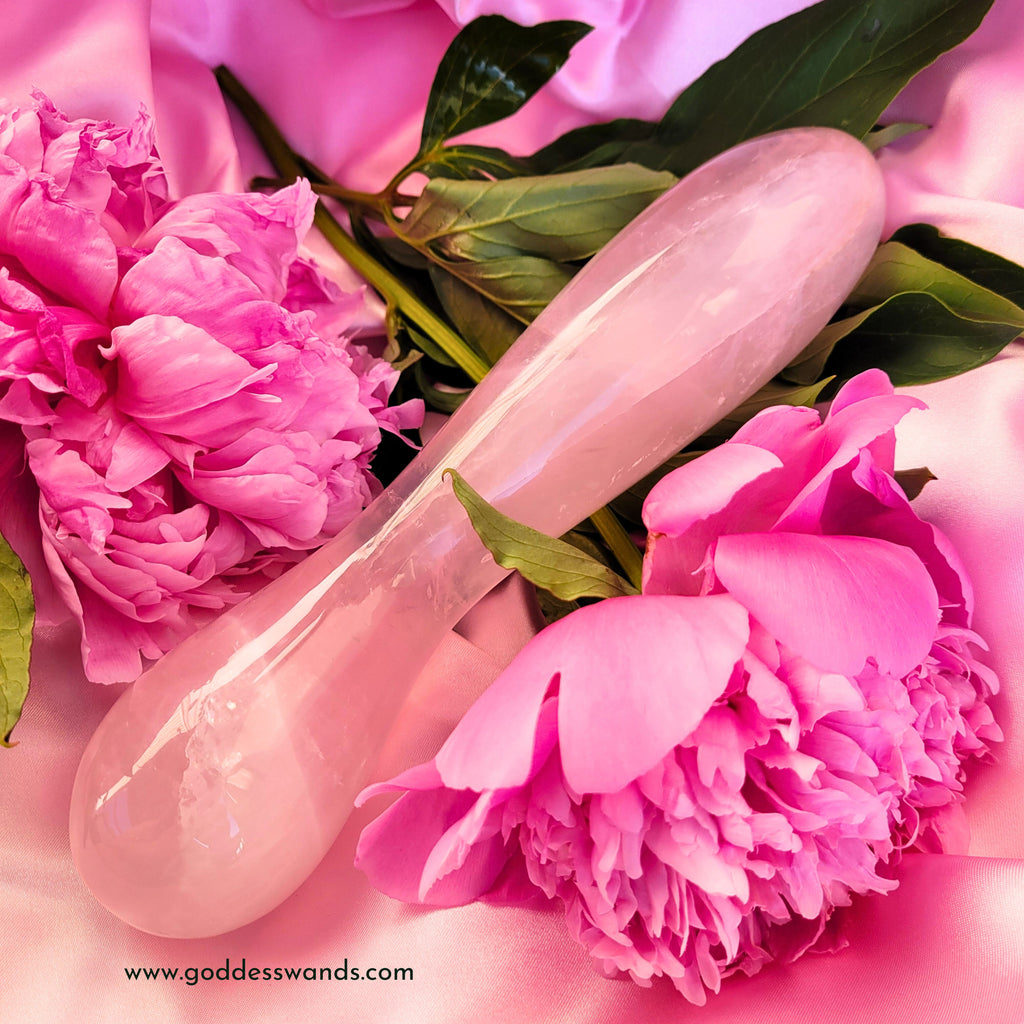 The Big Love Rose Quartz Crystal Wand – 9" Double-Ended | Reiki-Infused | Goddess Wands