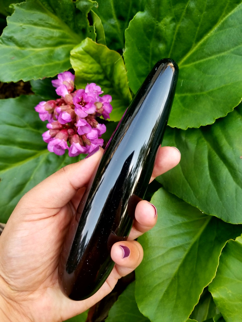 Black Obsidian Crystal Healing Wand – 7" | Reiki-Infused | Goddess Wands