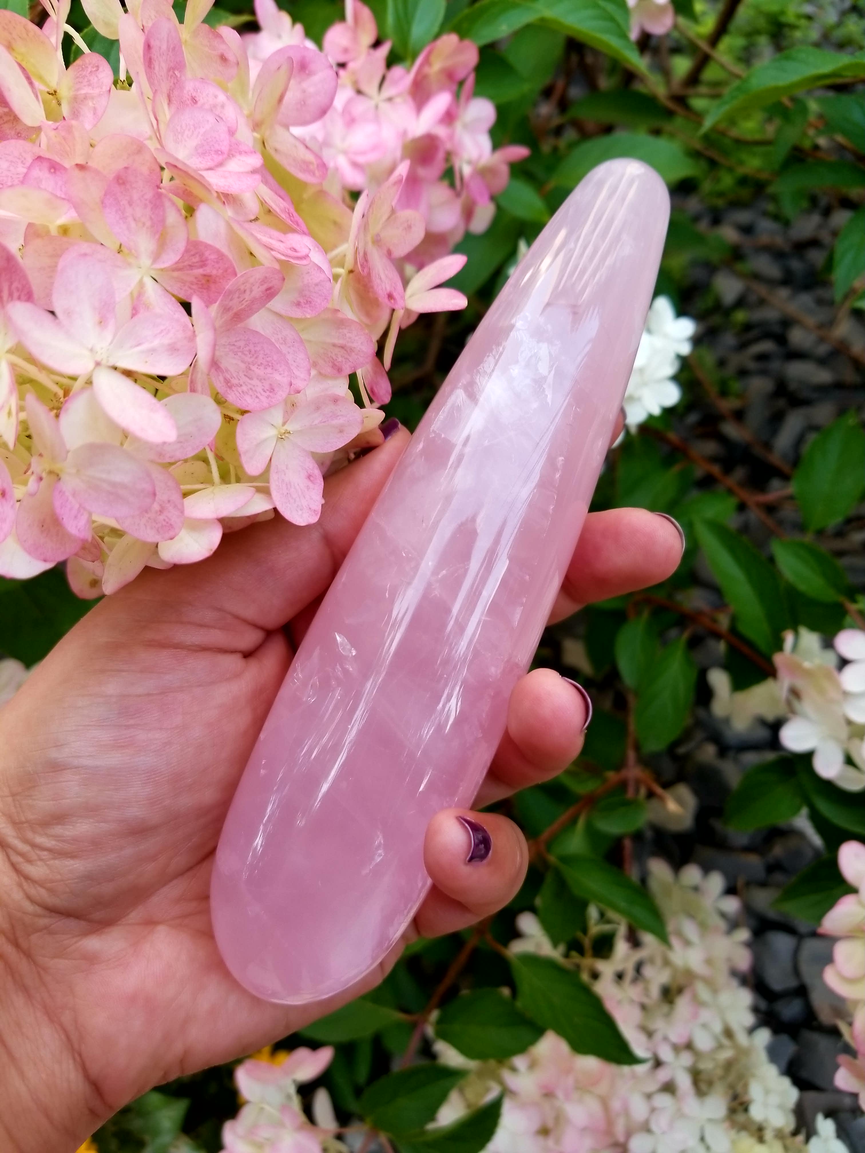 Rose Quartz Crystal Healing Wand – 7" | Reiki-Infused | Goddess Wands