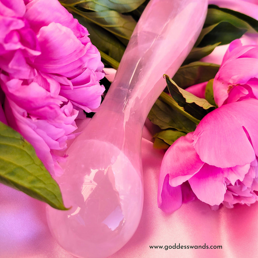 The Big Love Rose Quartz Crystal Wand – 9" Double-Ended | Reiki-Infused | Goddess Wands