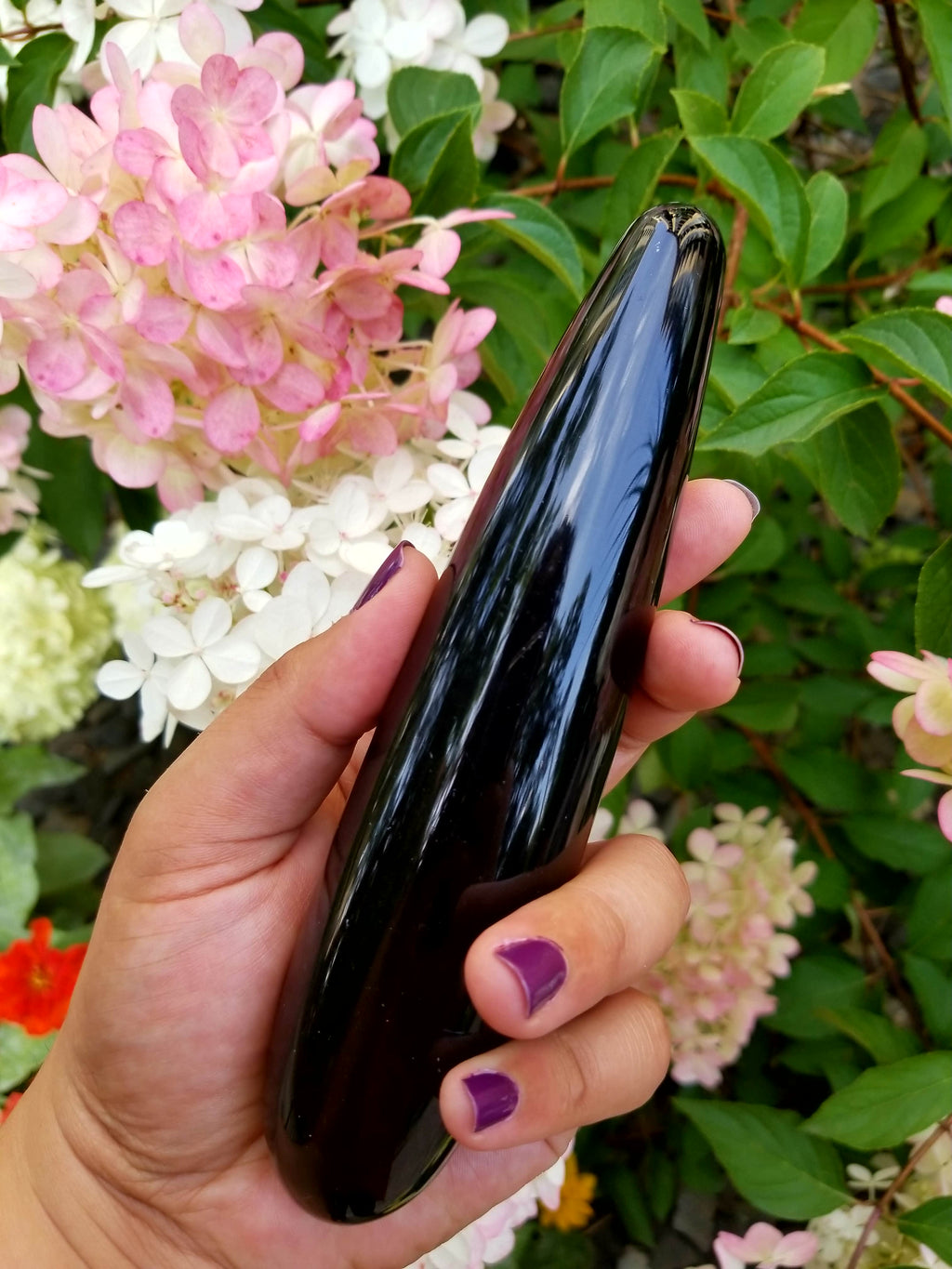 Black Obsidian Crystal Healing Wand – 7" | Reiki-Infused | Goddess Wands