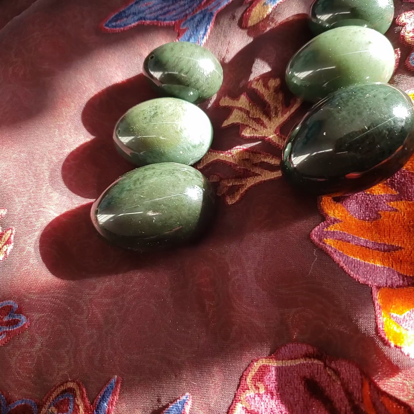 Genuine Nephrite Jade Egg Set – 3-Piece Graduated, Predrilled | Reiki-Infused | Goddess Wands